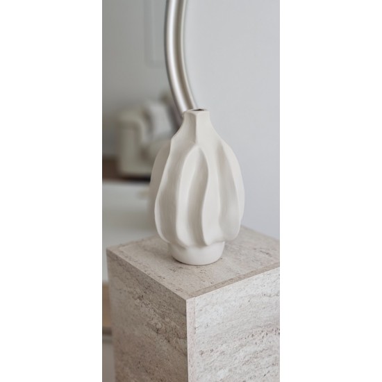 Minimalist Modern Seramik Dekor Sante Vazo | Dalga Formlu